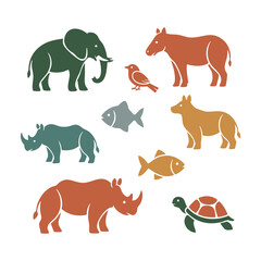 Obraz premium Simple Abstract Wildlife Forms with Smooth Curves in Modern Flat Vector Style