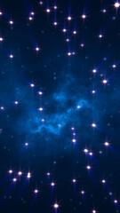 Fototapeta premium Deep blue nebula cloud with bright stars and cinematic glow, space background with twinkling stardust and mist