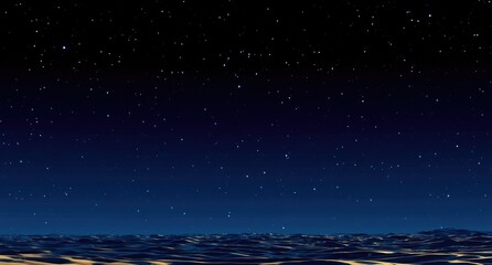 Fototapeta premium Starry Night Sky Over a Calm Dark Ocean.