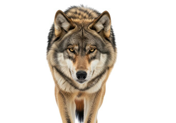 Fototapeta premium A close-up of a wolf's face with piercing eyes isolated on transparent background
