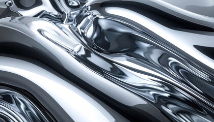 Abstract Liquid Metal Surface Background, Chrome Waves, Fluid Texture