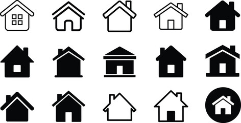Fototapeta premium Collection of 15 simple house icons in various styles and colors