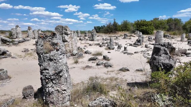 Summer view of rock formation Pobiti Kamani (Upright Stones), Varna region, Bulgaria