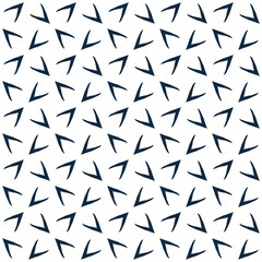 Blue and White Mid-Century Geometric Seamless Pattern with Abstract Motifs