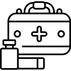 Obraz premium Medical kit with bottle and supplies Icon