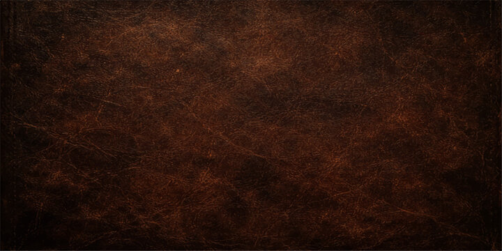 Old dark grunge texture background with a vintage brown parchment pattern and aged leather surface vignette for an antique wallpaper backdrop