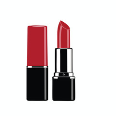 Vibrant Red Lipstick Cosmetic