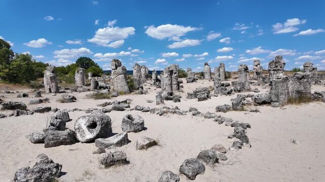 Summer view of rock formation Pobiti Kamani (Upright Stones), Varna region, Bulgaria