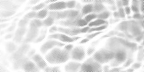 Halftone radial split gradient pattern, black dots forming dynamic center fade, minimal abstract geometric texture perfect for visual layout