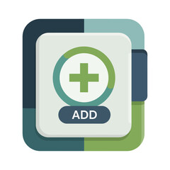 Fototapeta premium Green Plus Symbol and Add Button Icon.