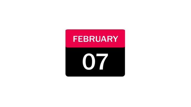 Minimalist Daily Calendar Icon for February 7th with Pink and Black Color Scheme, Date Indicator for Planning and Scheduling Apps