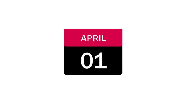 April 01 Calendar Icon for April Fools Day and Spring Events Flat Design Vector Illustration Style
