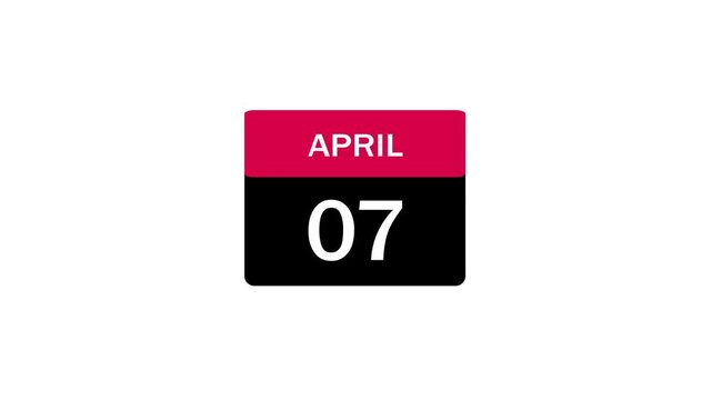 A clean and modern flat design calendar icon featuring the date April 7. The design uses a red and black color scheme with white typography on a white background.
