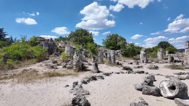 Summer view of rock formation Pobiti Kamani (Upright Stones), Varna region, Bulgaria