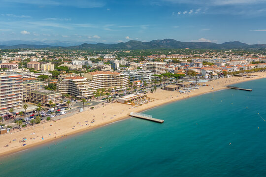 Aerial view of the Sainte-Raphael resort town on the French Riviera coast, southern France.