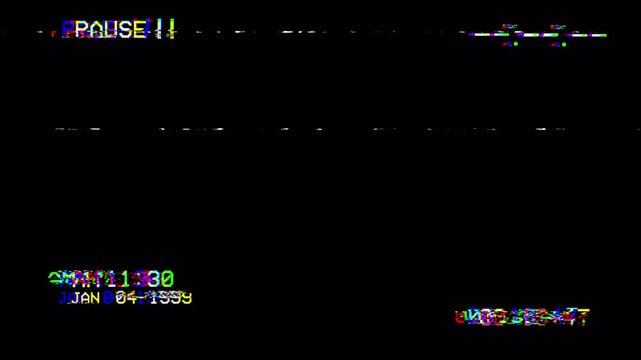 Analog VHS Retro Pause Screen Overlay with Glitch Distortion and Static Noise. VCR Interface OSD 4K Animation Loop.