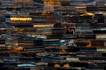 Fotobehang Marmer Tiger Eye Blue slab. Matt natural dark texture. Semiprecious, gemstone stone for ceramic wall, floor digital tiles. Material texture for unique interior, exterior design. Semi precious pattern.  © Dmytro Synelnychenko