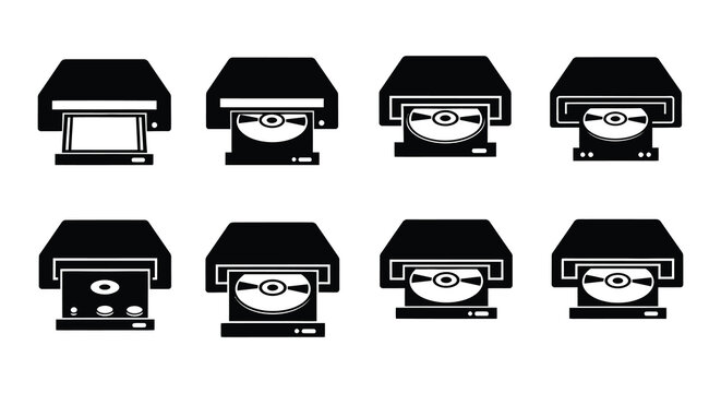Black and white icons depicting various floppy disk drive orientations