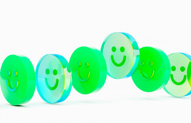 3d Glass emoji feedback icons for customer satisfaction and App rating concept