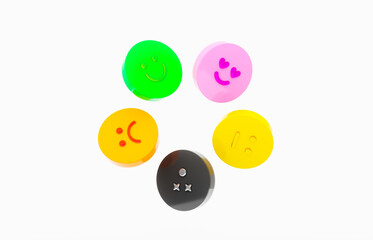 3d Glass emoji feedback icons for customer satisfaction and App rating concept