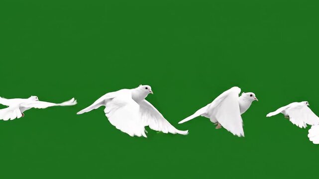 White doves flying gracefully in open space