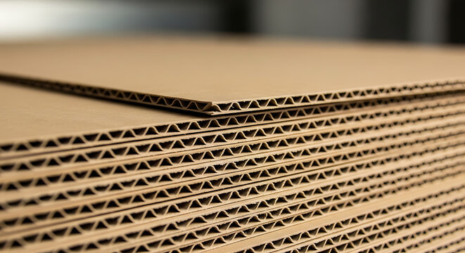 Stack of brown corrugated cardboard sheets 3.