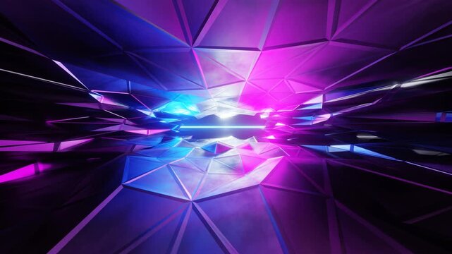 Futuristic sci-fi corridor with glowing neon lines for VR experiences, gaming environments, and music festival visuals. Seamless cinematic loop in ultra HD 4K quality.