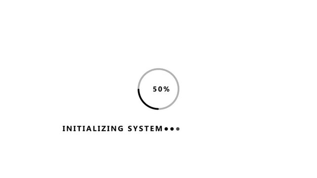 White background with circular progress bar showing 30 percent and text initializing system loading circle
