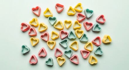 Colorful Heart-Shaped Pasta Pieces