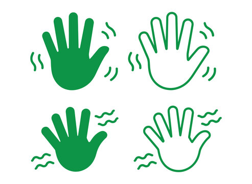 Waving hand icon set. Hand hello, bye hand, welcome, goodbye, gesture - stock vector.