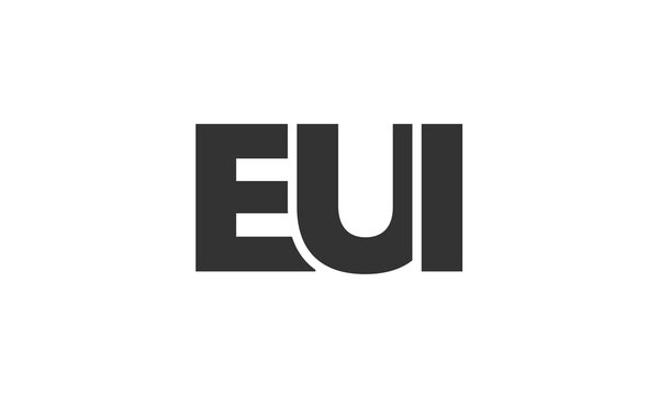 EUI logo design template with strong and modern bold text. Initial based vector logotype featuring simple and minimal typography. Trendy company identity.