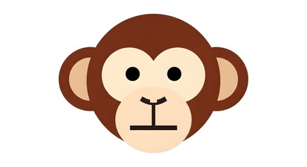 Obraz premium Simple cartoon monkey face icon with neutral expression