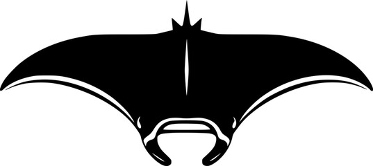 Minimalist Manta Ray Silhouette - Elegant Marine Life and Ocean Symbol Vector