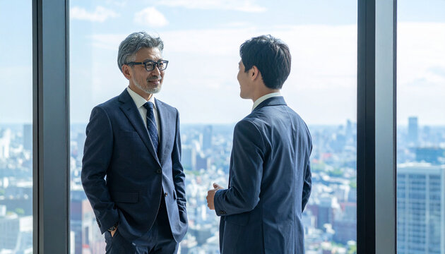 笑顔の上司と部下