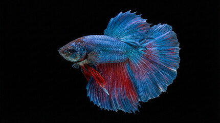 Fototapeta premium Stunning Abstract Close-Up of Flowing Betta Fish Fins on Black