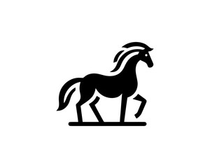 Fototapeta premium Horse full body silhouette minimal vector logo for brand identity