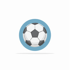 Obraz premium Soccer Ball Icon Inside Blue Circle, Sports Emblem, Flat Cartoon Style.