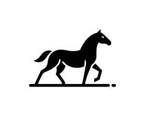 Fototapeta premium Horse full body silhouette minimal vector logo for brand identity