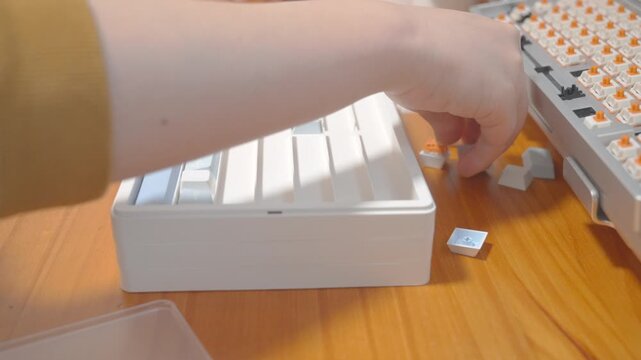 DIY custom keyboard assembly close-up