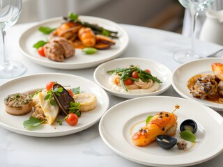 Luxury Hotel Dining Table with Gourmet Food &ndash; Elegant Fine Dining Experience