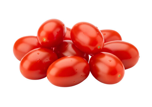 A cluster of ripe red cherry tomatoes on a white background. isolated on transparent background