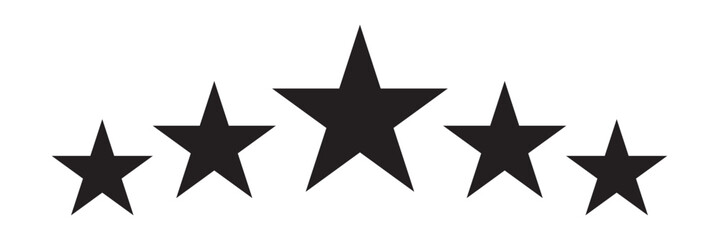 Obraz premium Stars icons. Stars in linear flat design. Star vector icon black color, isolated. Vector illustration