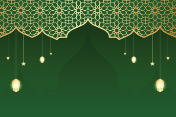 Ramadan or Islamic themed background, with gold and green color patterns