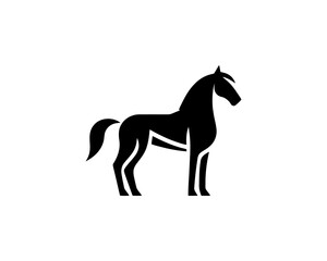 Fototapeta premium Horse full body silhouette minimal vector logo for brand identity