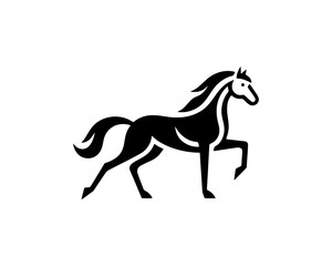 Obraz premium Horse full body silhouette minimal vector logo for brand identity