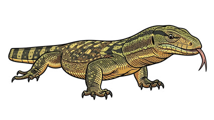 Obraz premium Detailed vector illustration of a monitor lizard flicking its tongue