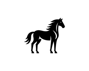 Obraz premium Horse full body silhouette minimal vector logo for brand identity