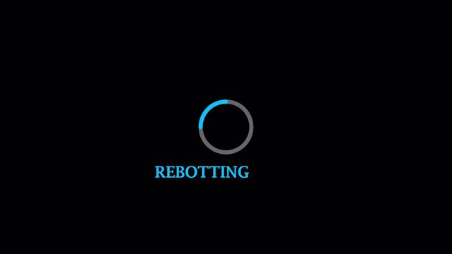 rebooting loading  circle animation with text video in transparent background in 4k animation with alpha channel 