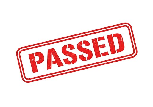Red stamp with the word passed indicating approval or successful completion