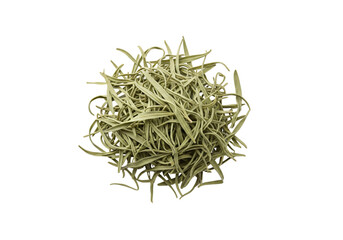 A small pile of dried green grass or herb on a white background. isolated on transparent background